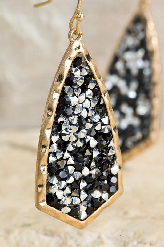 Black Glitter Dangle Hook Earrings