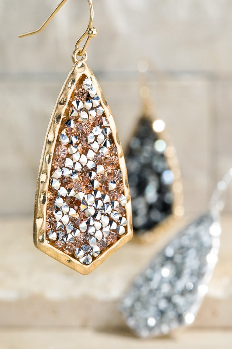 Gold Glitter Dangle Hook Earrings