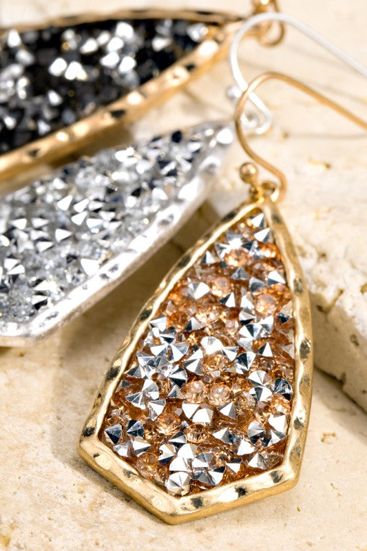 Gold Glitter Dangle Hook Earrings