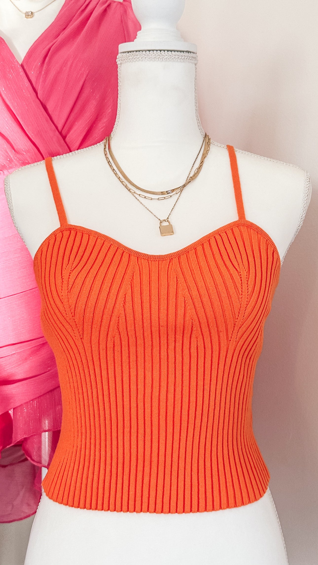 Cami Orange Sweater Knit Tank Top