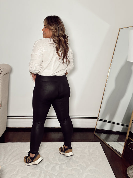 Making Impressions Black Faux Leather Leggings