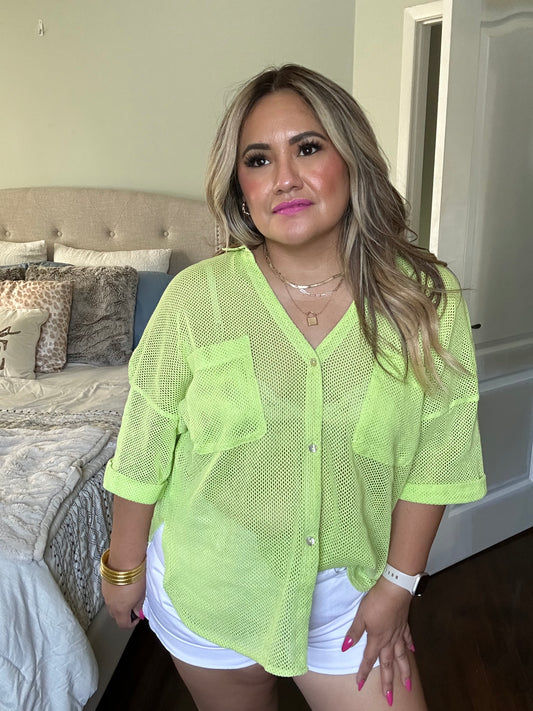 Neon Lime Button Down Shirt