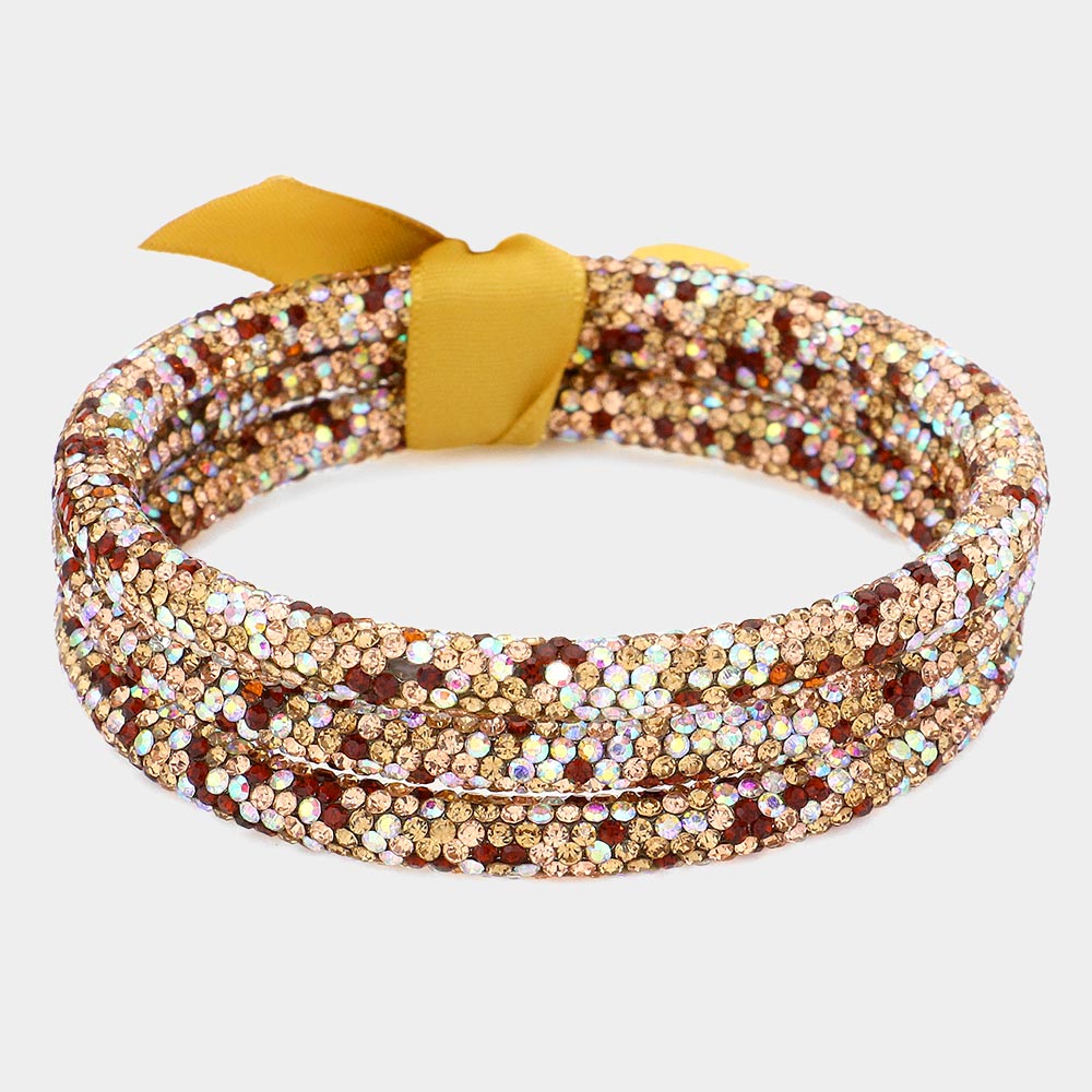 Multi Rhinestone Bangle Bracelet Set