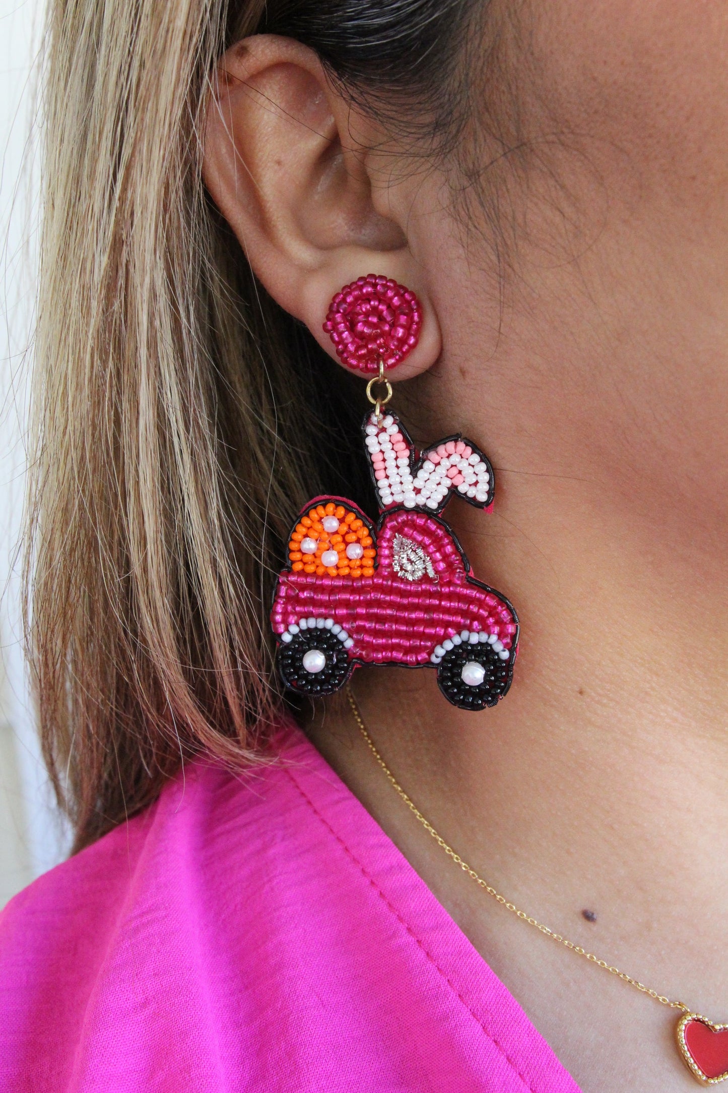 Bunny Ride Beaded Earrings