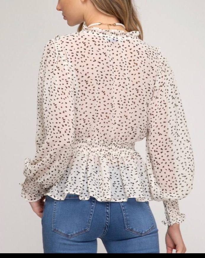 Olivia Cream Long Sleeve Top