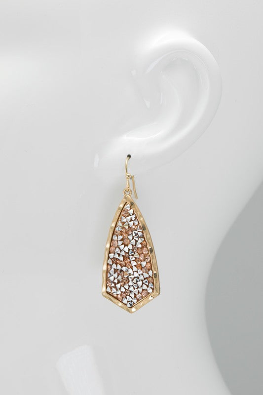 Gold Glitter Dangle Hook Earrings