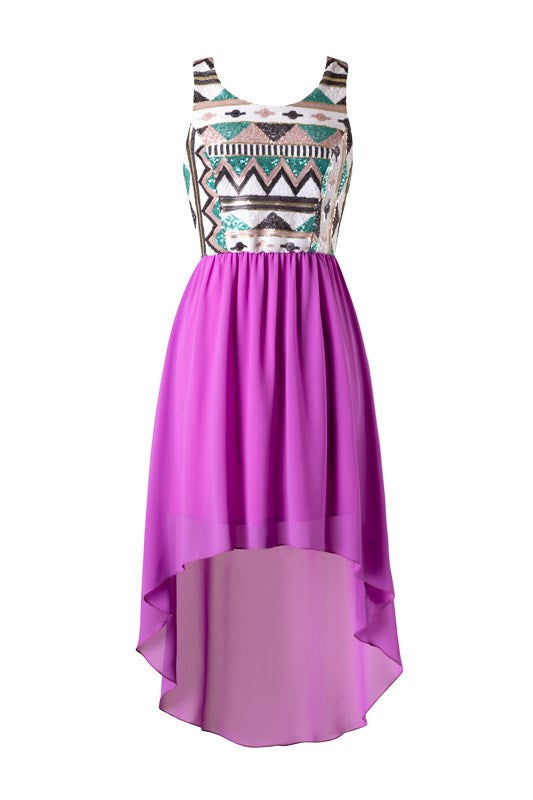 Orchid Boho High-Low Dress
