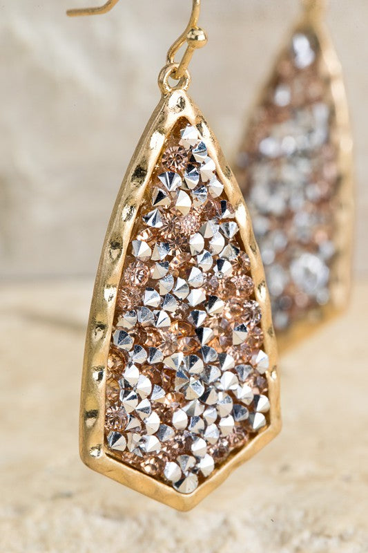Gold Glitter Dangle Hook Earrings