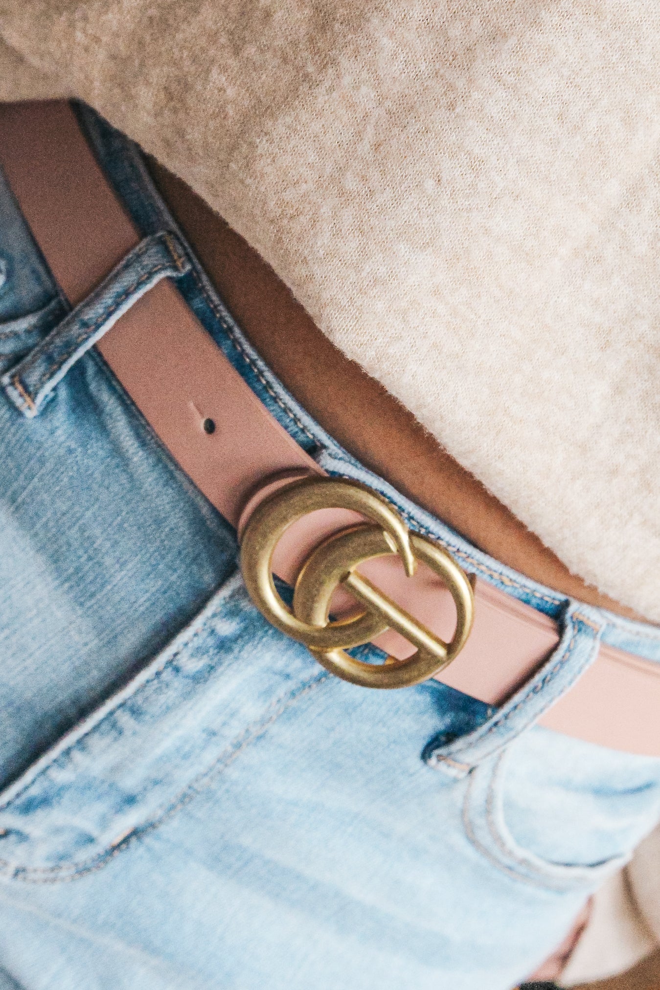 Glamorous Matte Gold Belt - Pink Blush