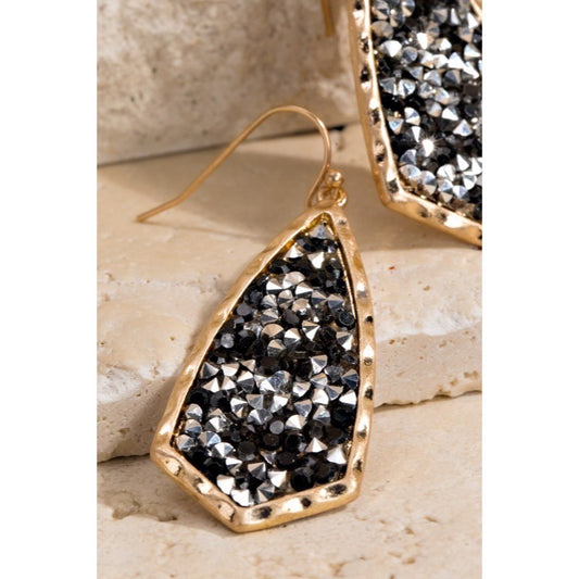Black Glitter Dangle Hook Earrings