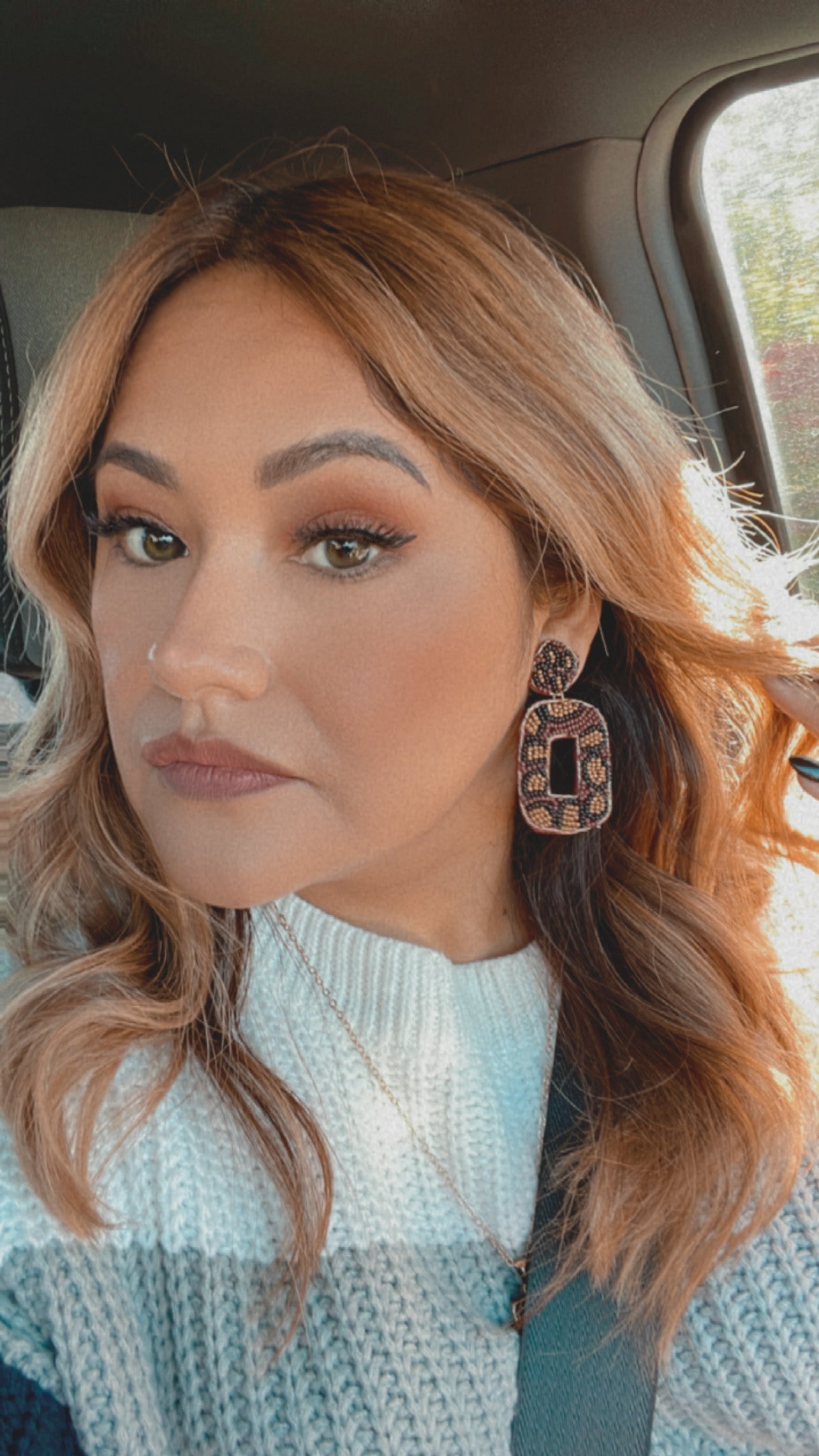 Gold Leopard Beaded Earrings