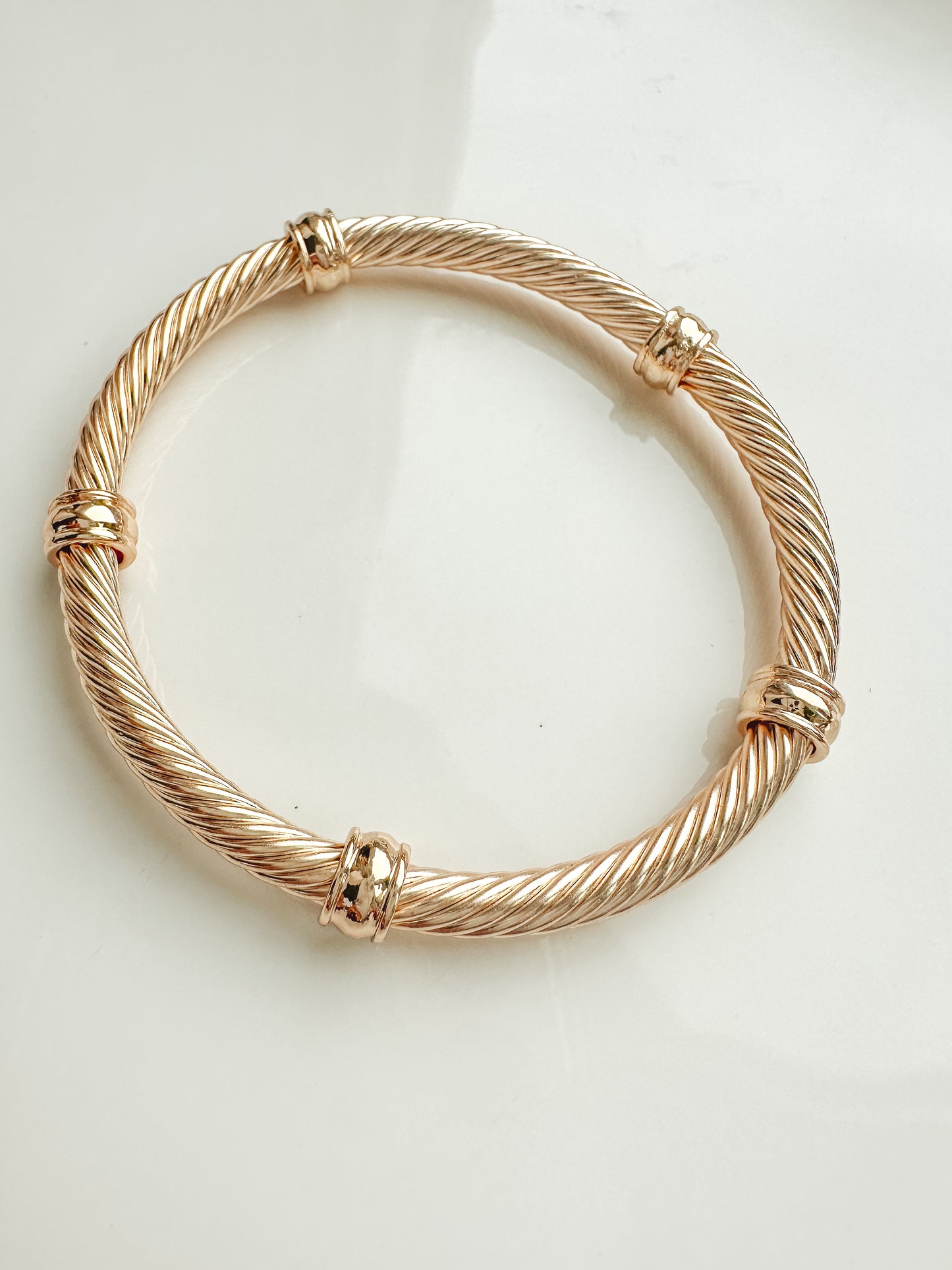 Gold Ring Twisted Stretch Bangle Bracelet