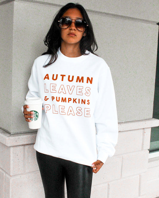 Autumn Leaves and Pumpkins Graphic Sweatshirt