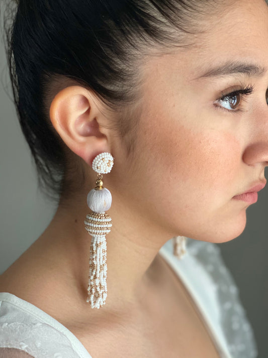 Taz Earrings-White