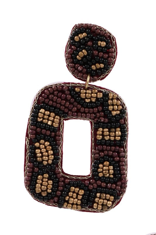 Gold Leopard Beaded Earrings