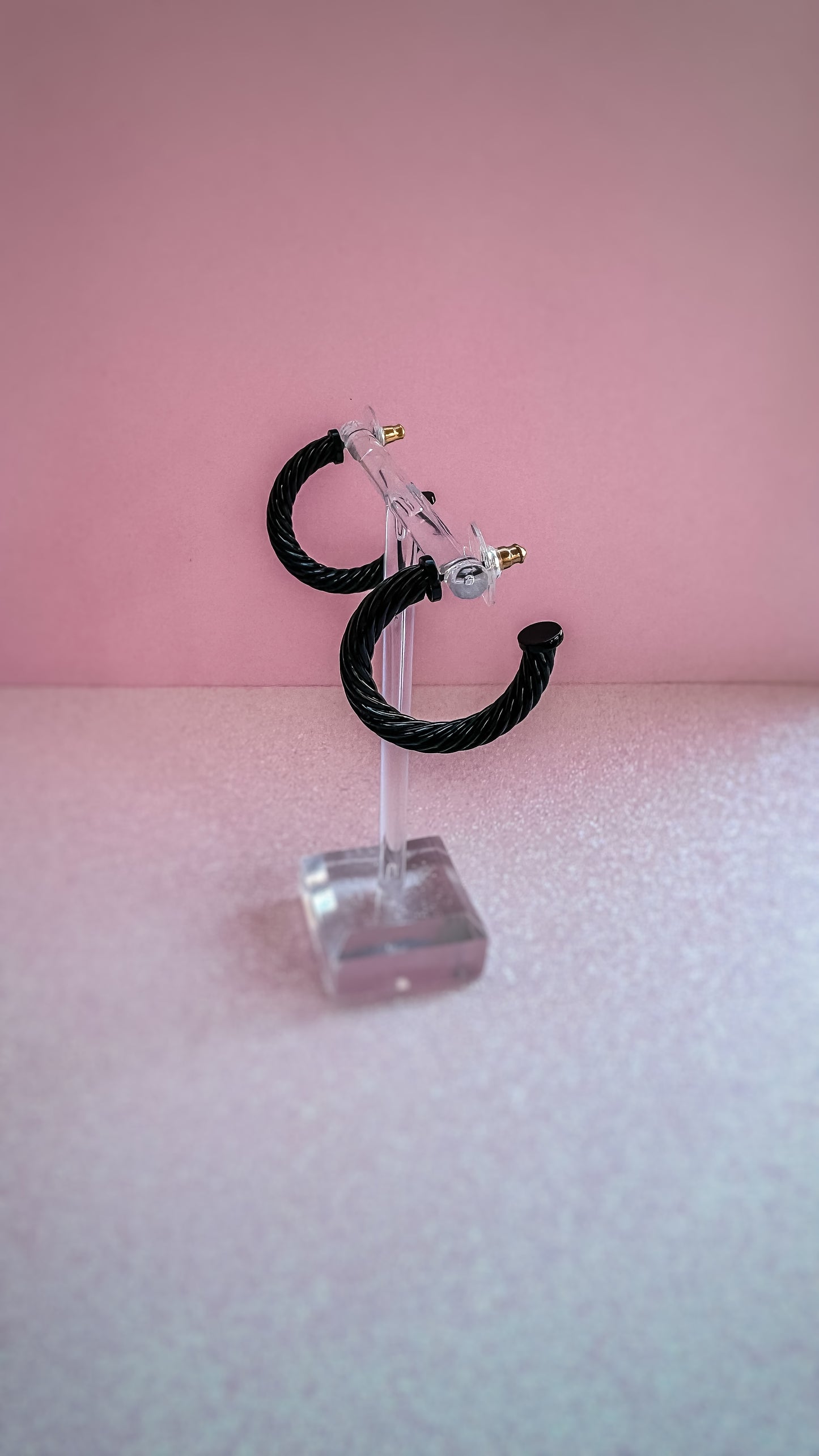 Black Twisted Hoop Earrings