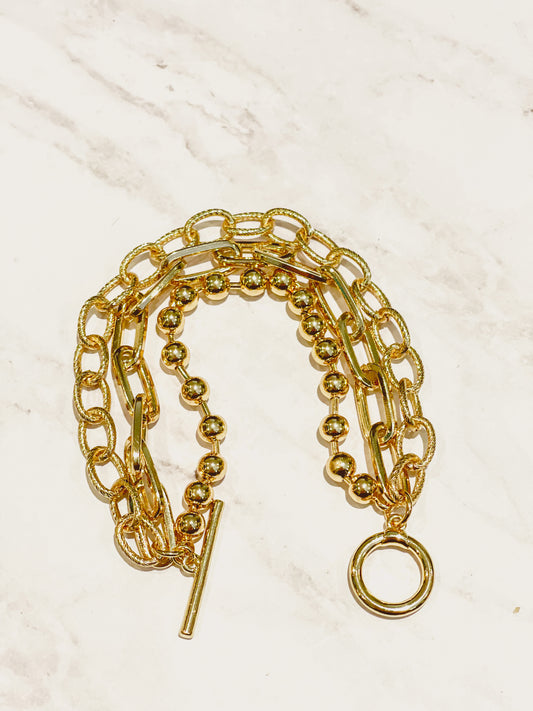 Triple Gold Chain Bracelet