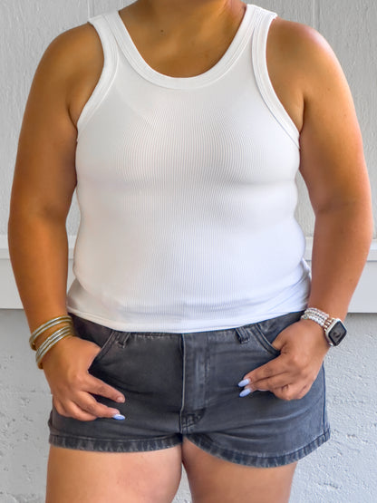 Catalina Reversible Ribbed Tank Top - White