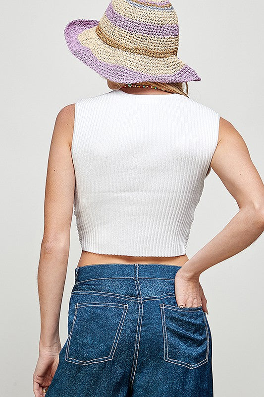 Front Twist Knit Crop Top