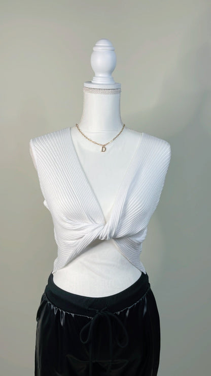 Front Twist Knit Crop Top