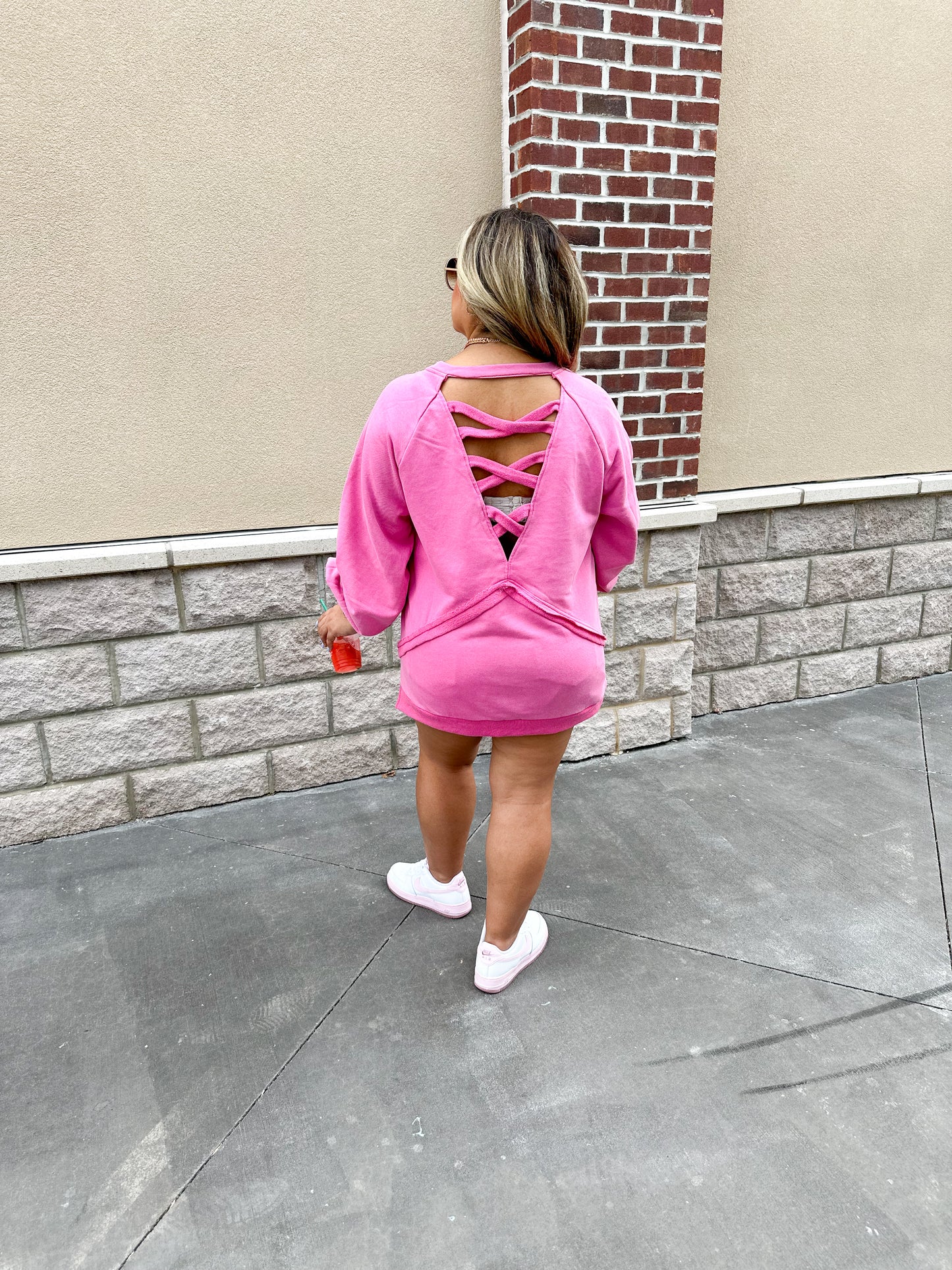 Oversized Cozy Ballerina Sweatshirt - Peony Pink