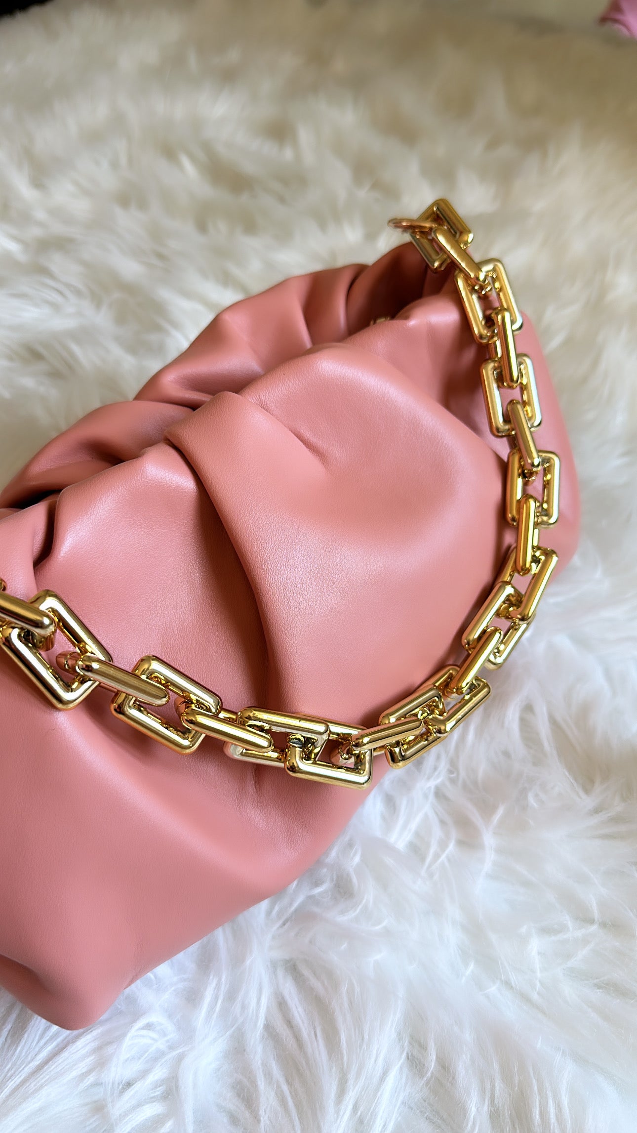 Eliza Ruched Chain Bag - Pink