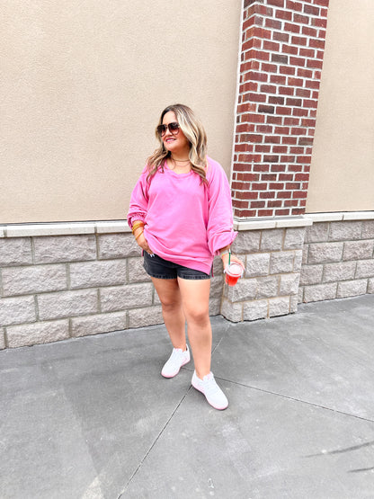 Oversized Cozy Ballerina Sweatshirt - Peony Pink