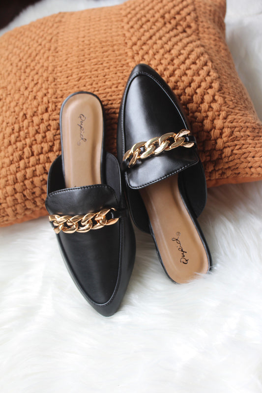 Jana Leather Pointed Flat Mule