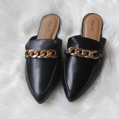 Jana Leather Pointed Flat Mule