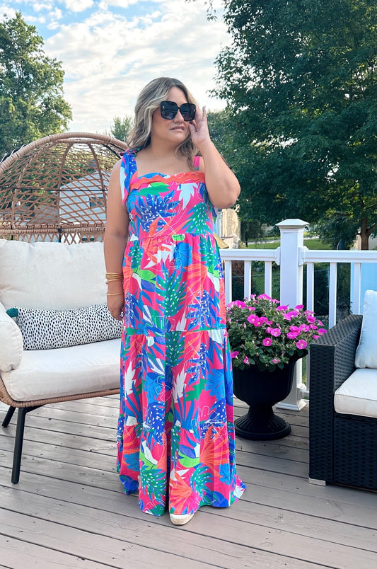 Tropical Babe Tiered Maxi Dress