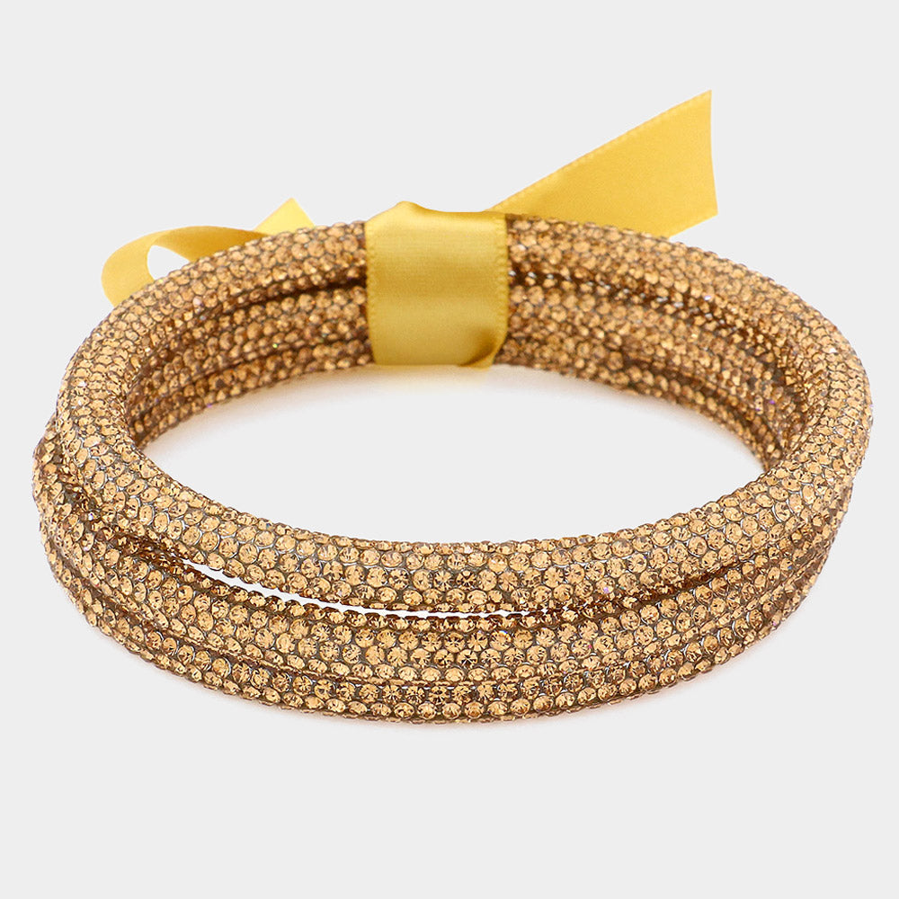 Topaz Rhinestone Bangle Bracelet Set