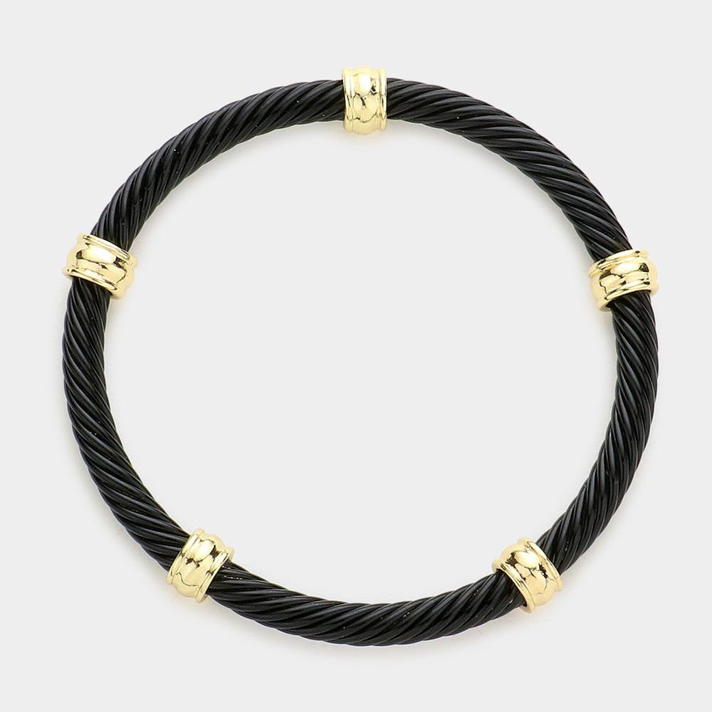 Gold Ring Twisted Stretch Bangle Bracelet