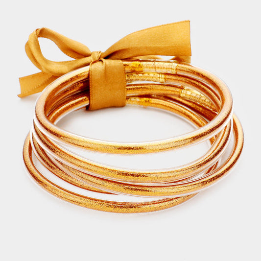 Orange Glitter Jelly Bangle