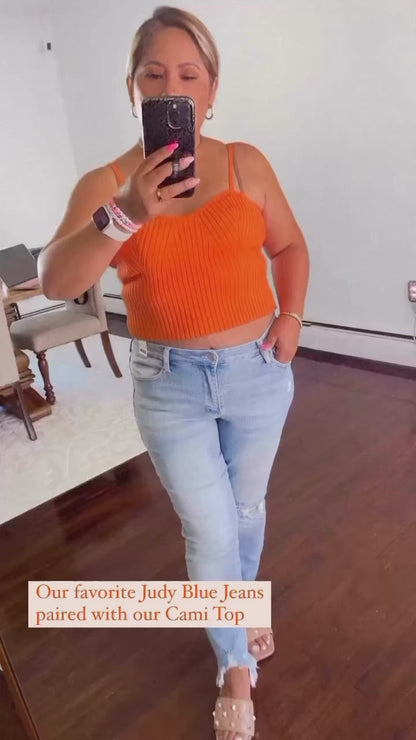 Cami Orange Sweater Knit Tank Top
