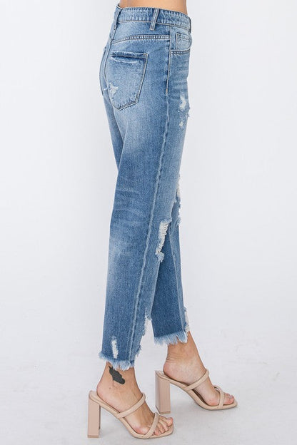 High Waisted Distressed Mom Jeans