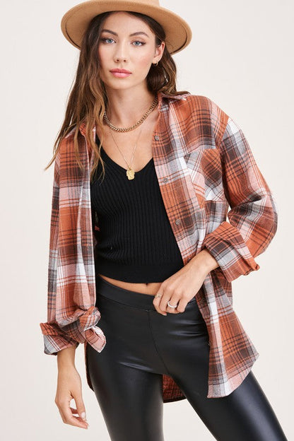 Burnt Orange Oversized Button up Shirt