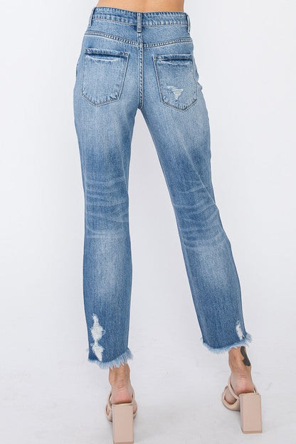 High Waisted Distressed Mom Jeans