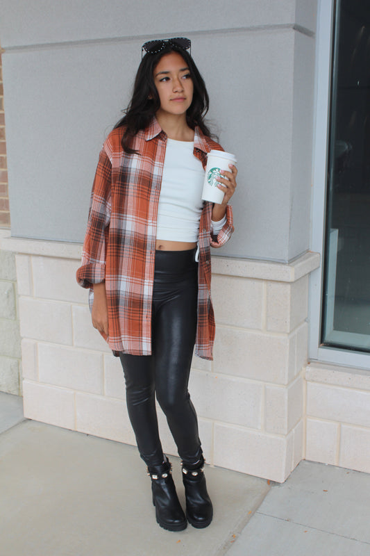 Burnt Orange Oversized Button up Shirt