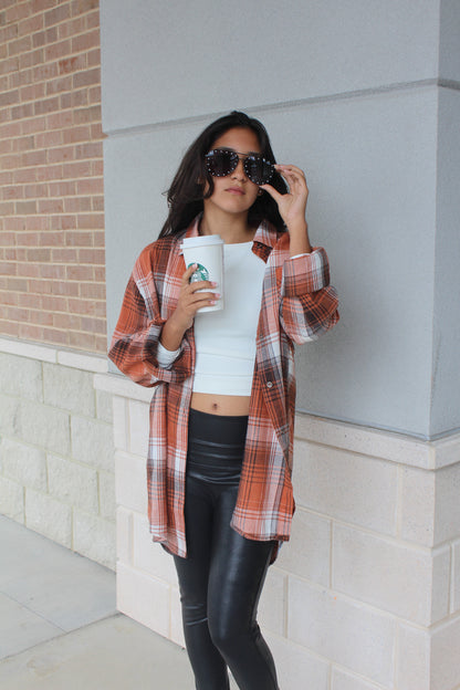 Burnt Orange Oversized Button up Shirt