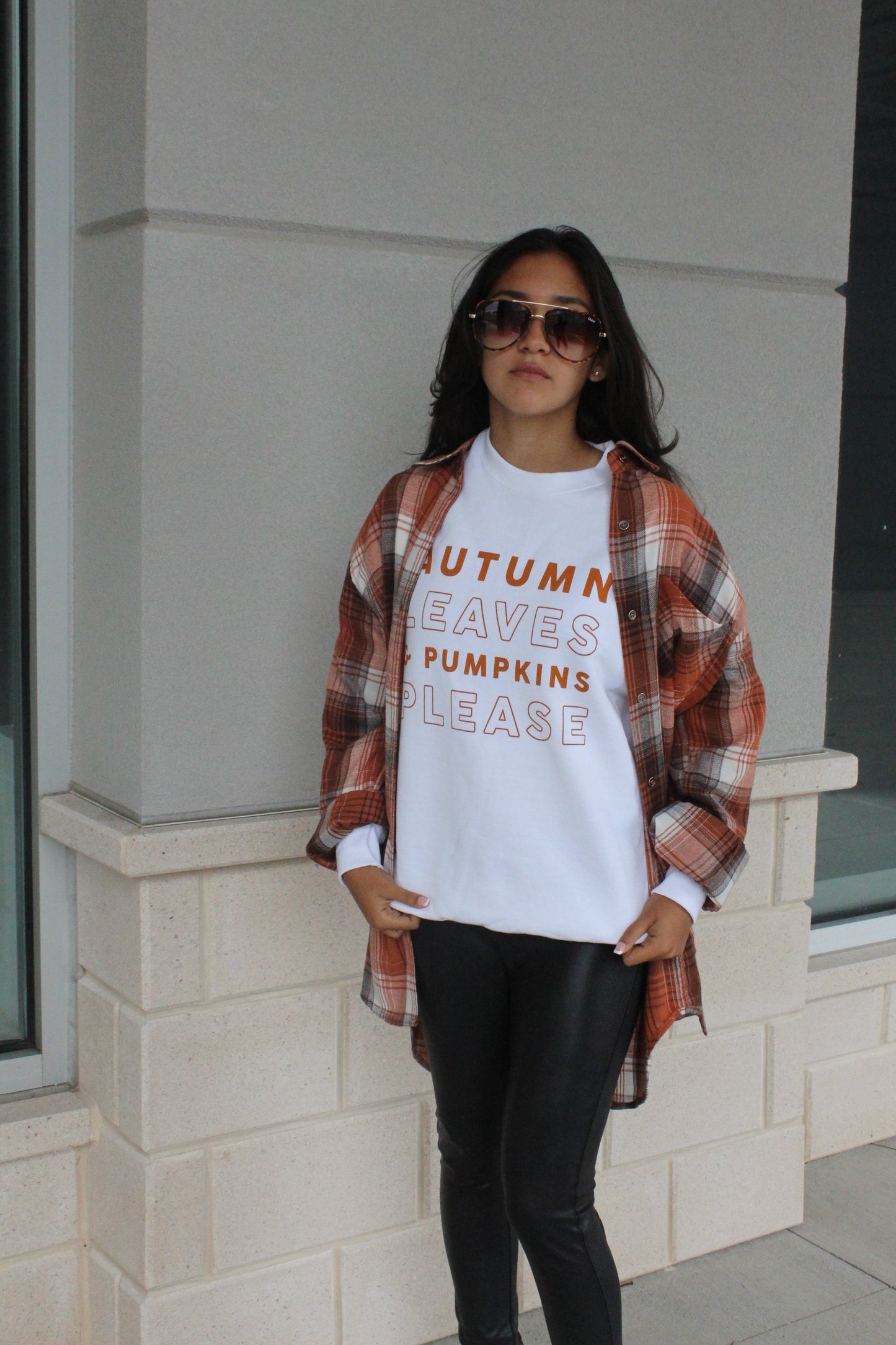 Autumn Leaves and Pumpkins Graphic Sweatshirt