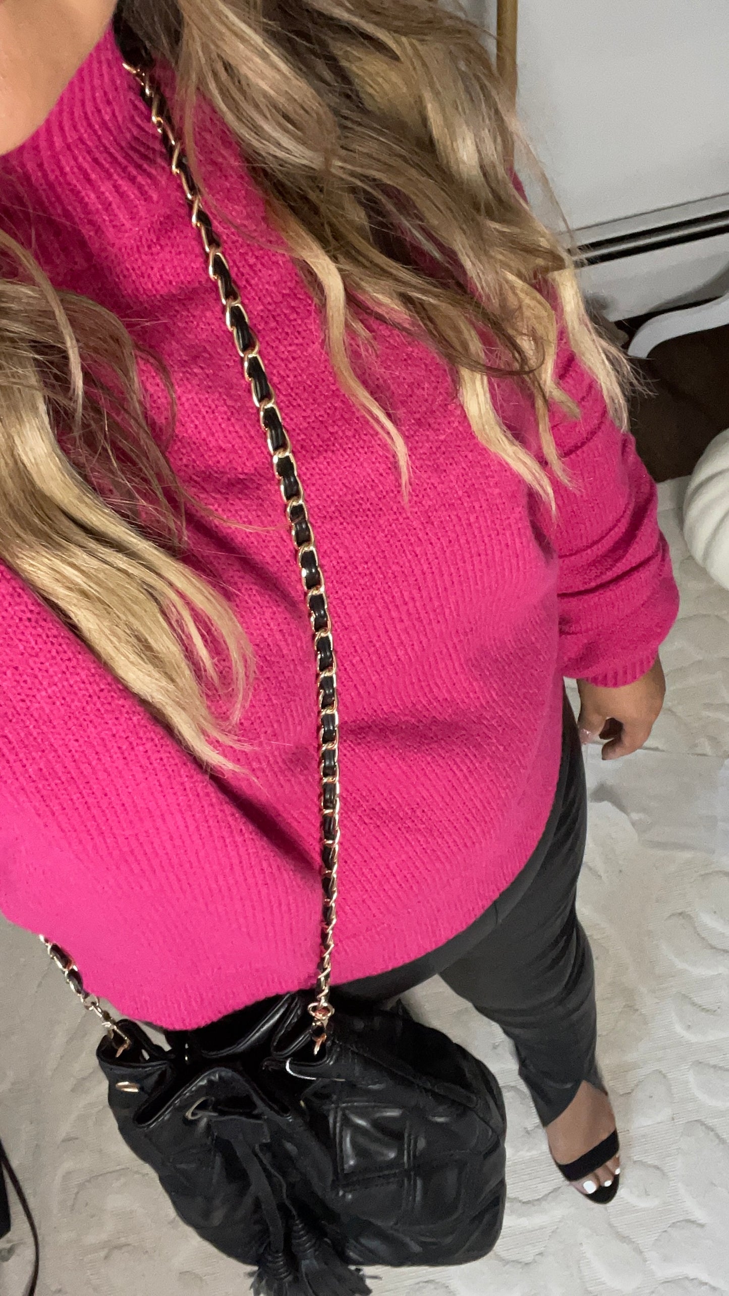 Hot Pink High Neck Sweater