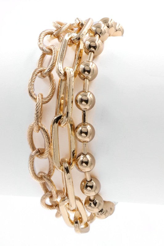 Triple Gold Chain Bracelet