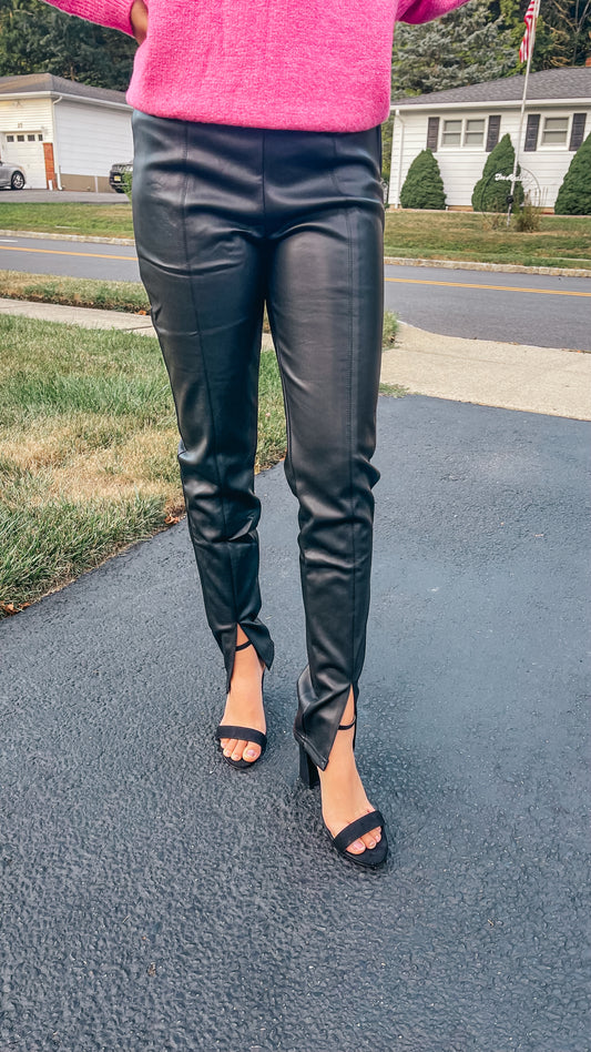 Faux Leather Leggings - Black