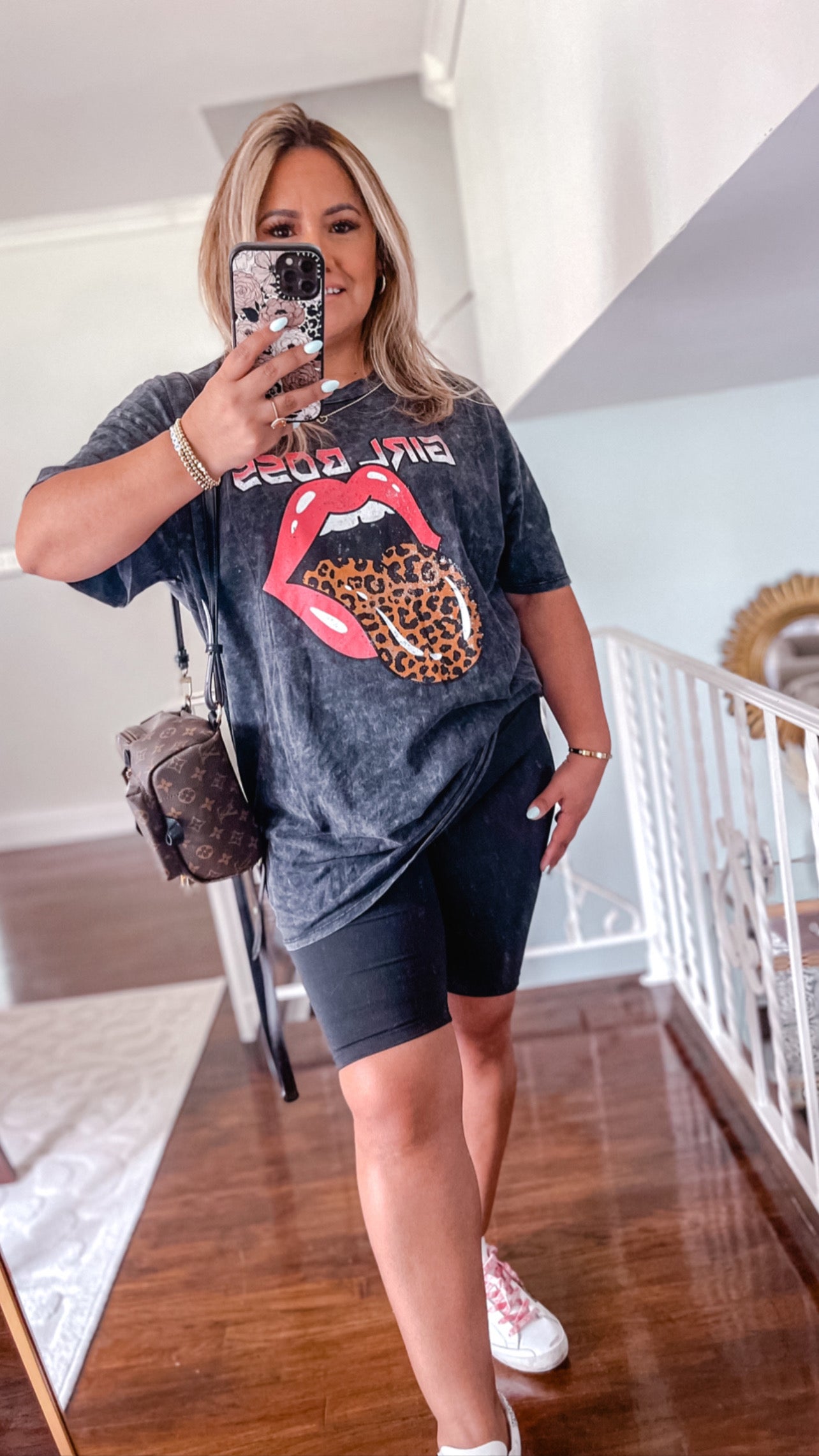 Pink Lips Girl Boss Oversized Graphic Tee