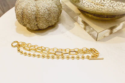 Triple Gold Chain Bracelet