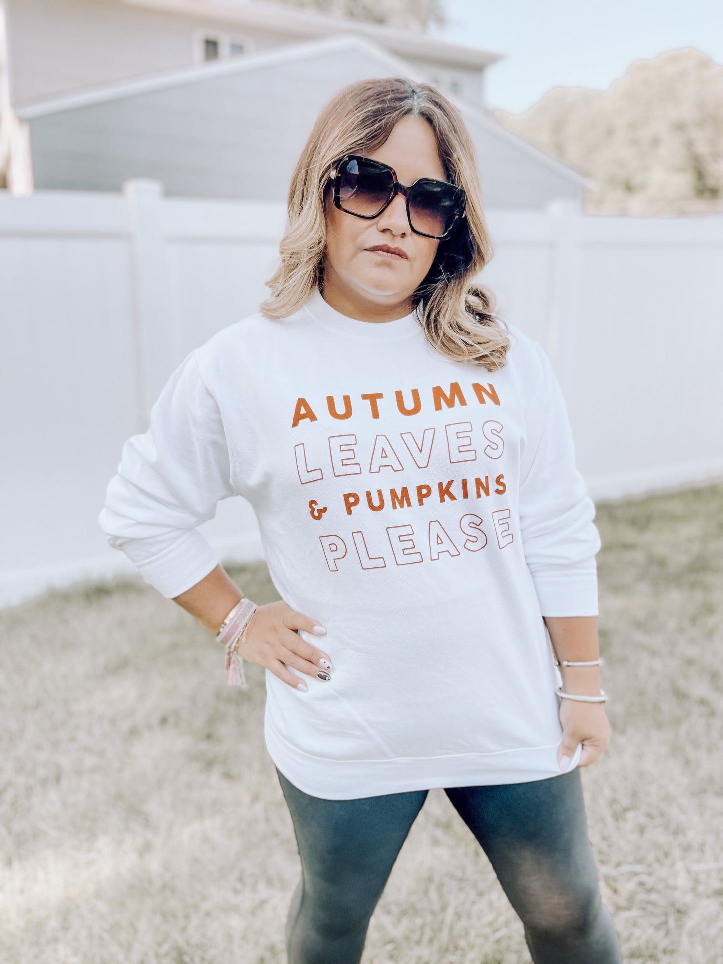 Autumn Leaves and Pumpkins Graphic Sweatshirt