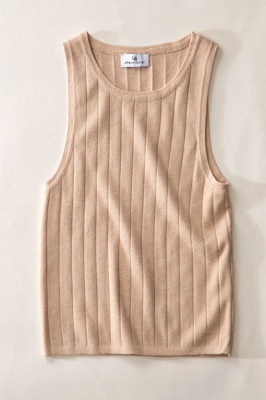 Oatmeal Ribbed Knit Tank Top