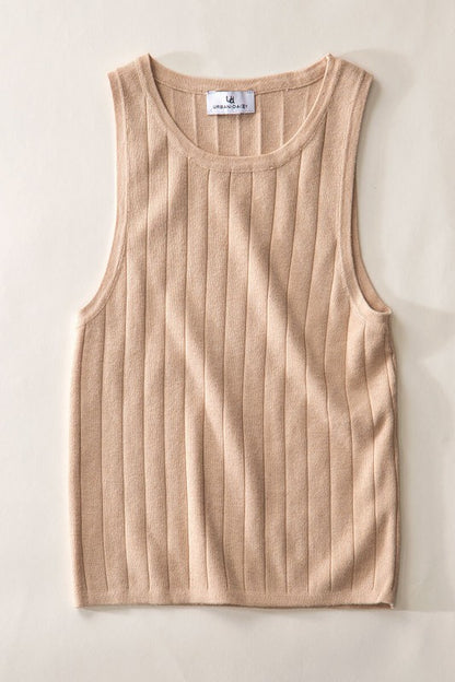 Oatmeal Ribbed Knit Tank Top