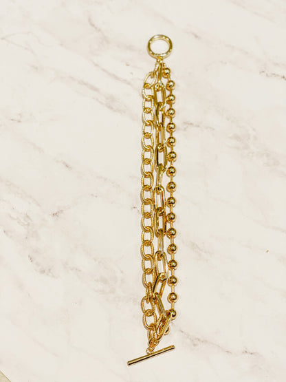 Triple Gold Chain Bracelet